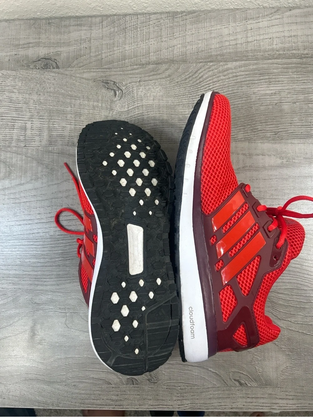Adidas Cloudfoam Red Running Shoes Men’s Size 11.5 Lightweight Sneakers